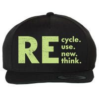 Recycle Reuse Renew Rethink Crisis Activism Wool Snapback Cap