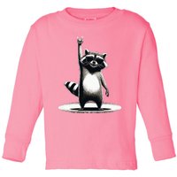 Retro Raccoon Rock Music Toddler Long Sleeve Shirt