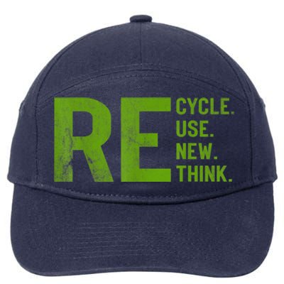 Recycle Reuse Renew Rethink Earth Day 22 April Crisis Environmental Activism 7-Panel Snapback Hat