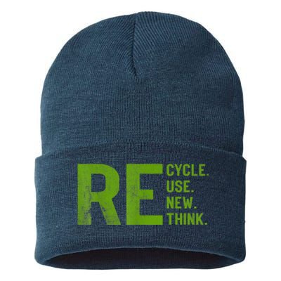 Recycle Reuse Renew Rethink Earth Day 22 April Crisis Environmental Activism Sustainable Knit Beanie