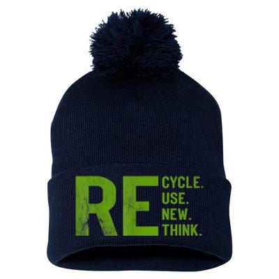 Recycle Reuse Renew Rethink Earth Day 22 April Crisis Environmental Activism Pom Pom 12in Knit Beanie