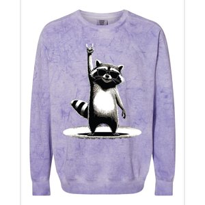 Retro Raccoon Rock Music Gift Funny Raccoon Colorblast Crewneck Sweatshirt