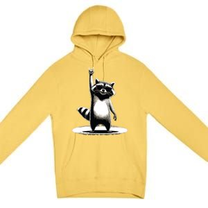 Retro Raccoon Rock Music Gift Funny Raccoon Premium Pullover Hoodie