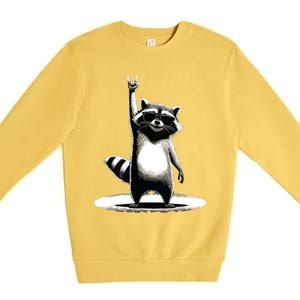 Retro Raccoon Rock Music Gift Funny Raccoon Premium Crewneck Sweatshirt