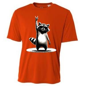 Retro Raccoon Rock Music Gift Funny Raccoon Cooling Performance Crew T-Shirt