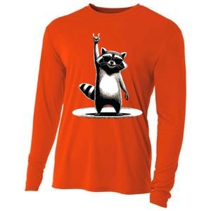 Retro Raccoon Rock Music Gift Funny Raccoon Cooling Performance Long Sleeve Crew