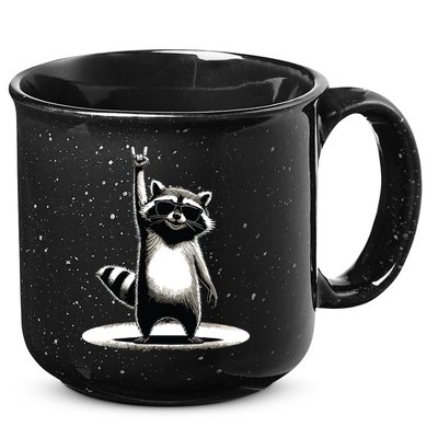 Retro Raccoon Rock Music Gift Funny Raccoon 15oz Campfire Ceramic Mug