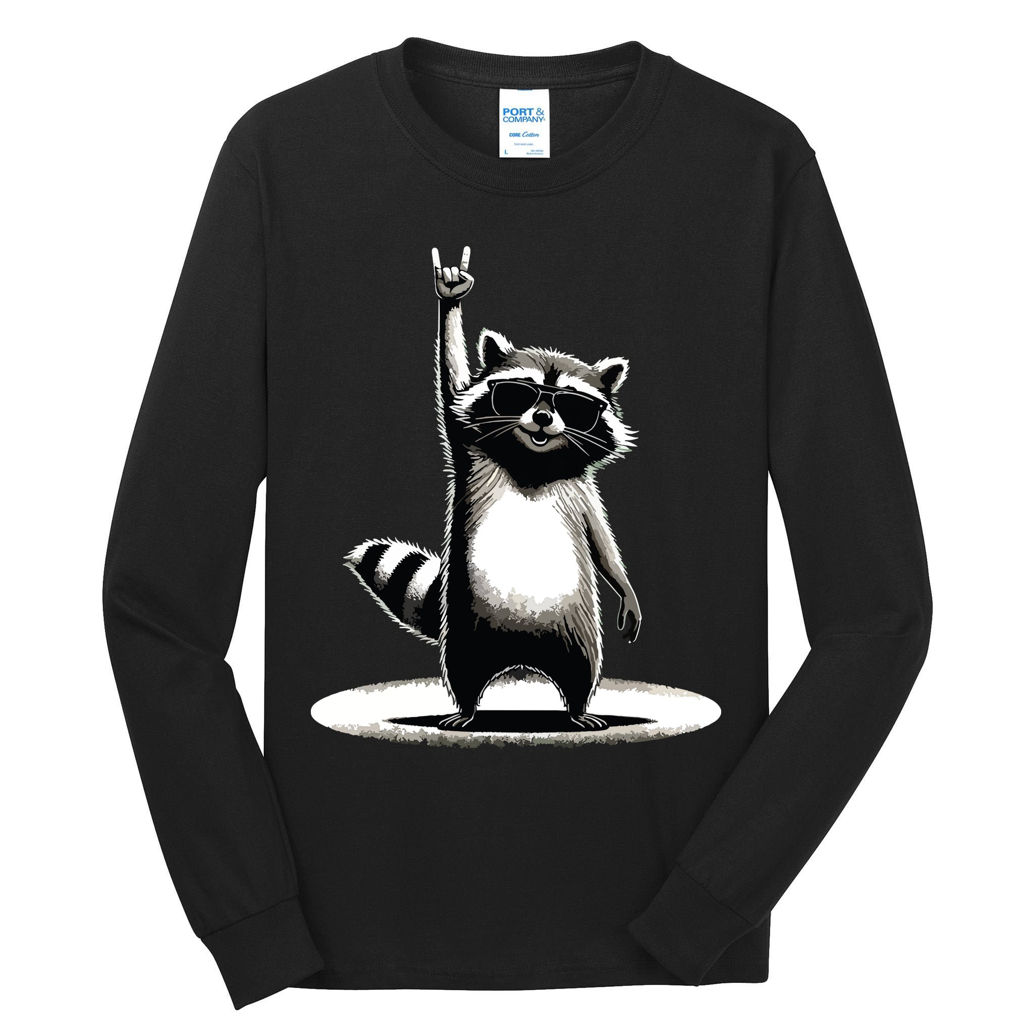Retro Raccoon Rock Music Gift Funny Raccoon Tall Long Sleeve T-Shirt
