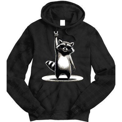 Retro Raccoon Rock Music Gift Funny Raccoon Tie Dye Hoodie