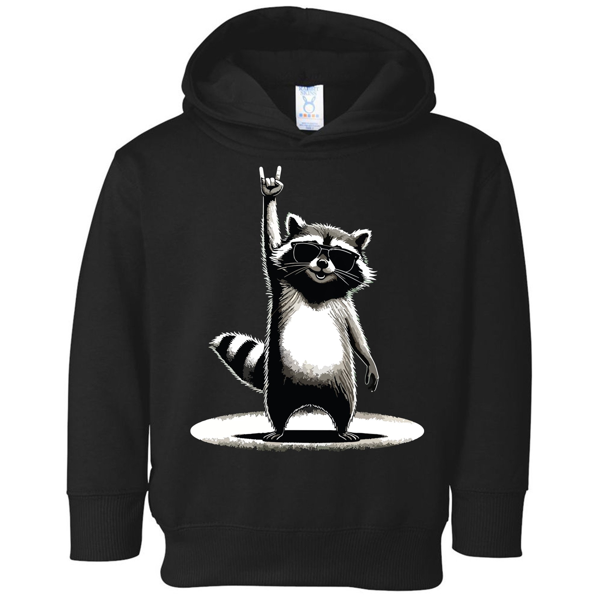 Retro Raccoon Rock Music Gift Funny Raccoon Toddler Hoodie