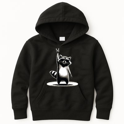 Retro Raccoon Rock Music Gift Funny Raccoon Kids Hoodie