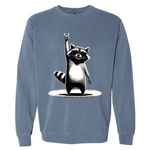 Retro Raccoon Rock Music Gift Funny Raccoon Garment-Dyed Sweatshirt