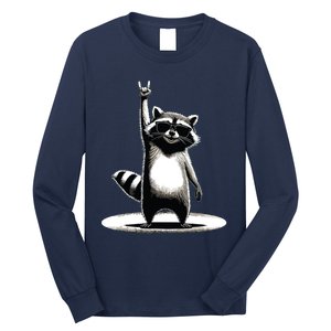 Retro Raccoon Rock Music Gift Funny Raccoon Long Sleeve Shirt