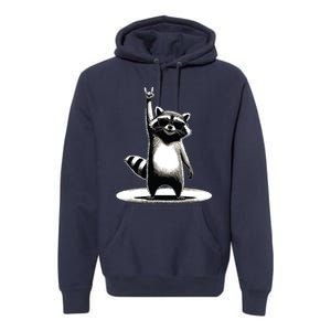 Retro Raccoon Rock Music Gift Funny Raccoon Premium Hoodie