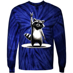 Retro Raccoon Rock Music Gift Funny Raccoon Tie-Dye Long Sleeve Shirt