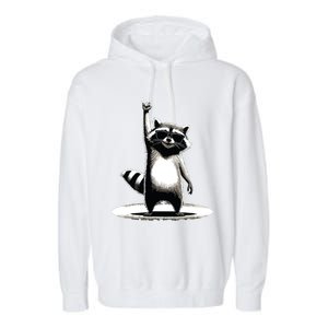 Retro Raccoon Rock Music Gift Funny Raccoon Garment-Dyed Fleece Hoodie