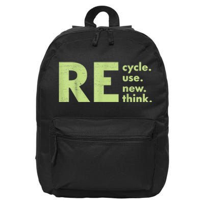 Recycle Reuse Renew Rethink Crisis Environmental Activism 16 in Basic Backpack