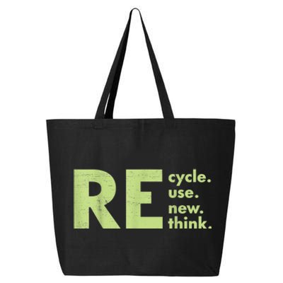 Recycle Reuse Renew Rethink Crisis Environmental Activism 25L Jumbo Tote