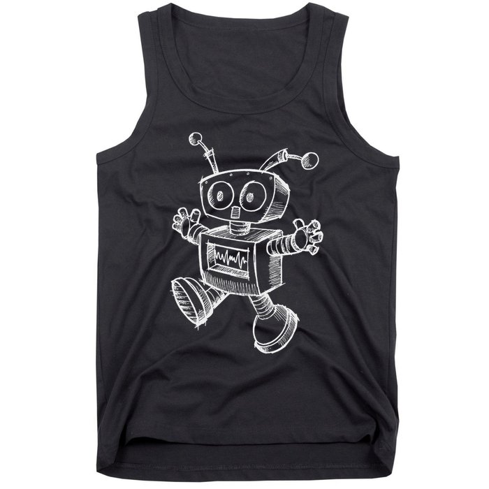 Robot Robotics Retro Art Science Toy Vintage Tank Top