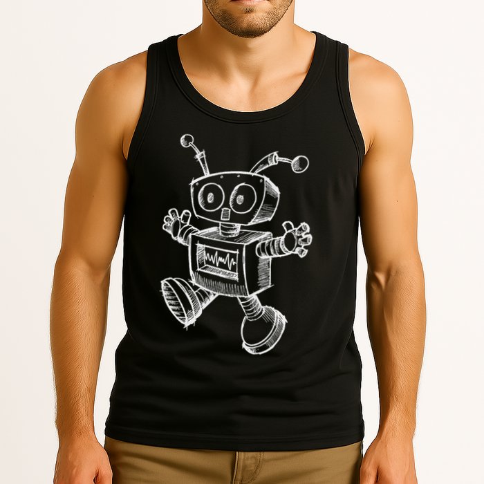 Robot Robotics Retro Art Science Toy Vintage Tank Top