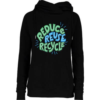 Reduce Reuse Recycle Green Design Gift Womens Funnel Neck Pullover Hood