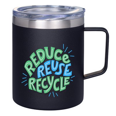 Reduce Reuse Recycle Green Design Gift 12oz Stainless Steel Coffee Mug