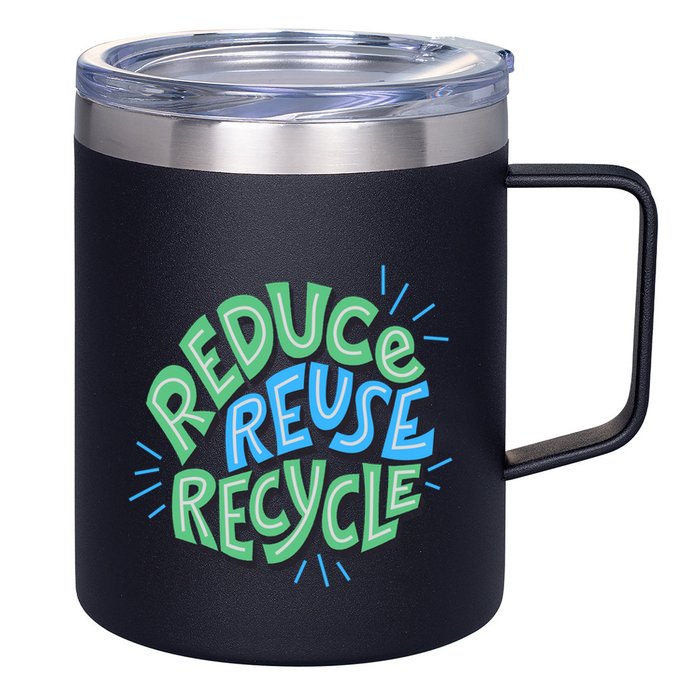 Reduce Reuse Recycle Green Design Gift 12oz Stainless Steel Coffee Mug