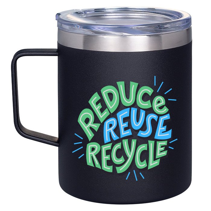 Reduce Reuse Recycle Green Design Gift 12oz Stainless Steel Coffee Mug