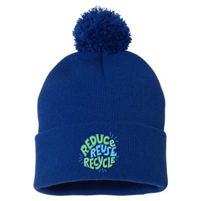 Reduce Reuse Recycle Green Design Gift Pom Pom 12in Knit Beanie