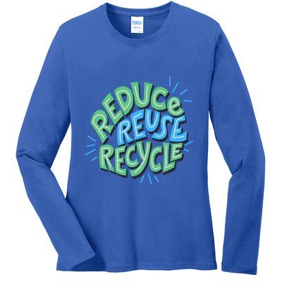 Reduce Reuse Recycle Green Design Gift Ladies Long Sleeve Shirt