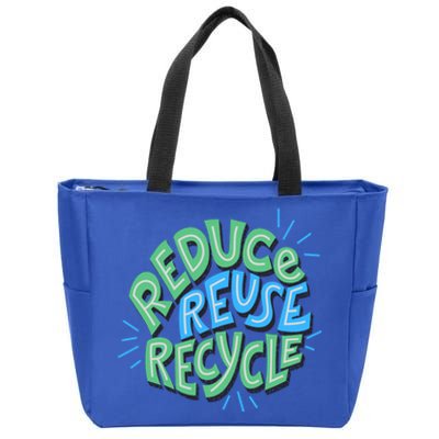 Reduce Reuse Recycle Green Design Gift Zip Tote Bag