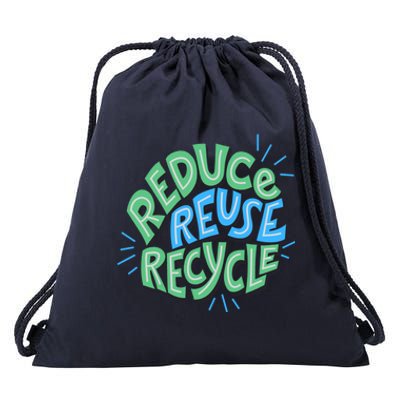 Reduce Reuse Recycle Green Design Gift Drawstring Bag