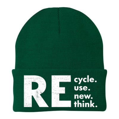 Recycle Reuse Renew Rethink Crisis Environmental Activism Knit Cap Winter Beanie