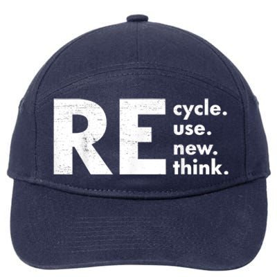 Recycle Reuse Renew Rethink Crisis Environmental Activism 7-Panel Snapback Hat