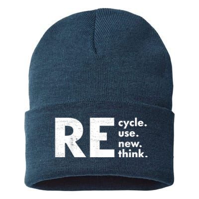 Recycle Reuse Renew Rethink Crisis Environmental Activism Sustainable Knit Beanie