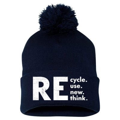 Recycle Reuse Renew Rethink Crisis Environmental Activism Pom Pom 12in Knit Beanie