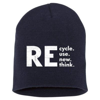 Recycle Reuse Renew Rethink Crisis Environmental Activism Short Acrylic Beanie