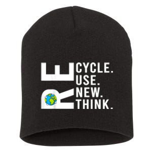 Recycle Reuse Renew Rethink Earth Day 22 April Crisis Environmental Activism Short Acrylic Beanie