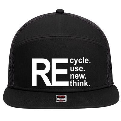 Recycle Recycle Reuse Renew Rethink 7 Panel Mesh Trucker Snapback Hat
