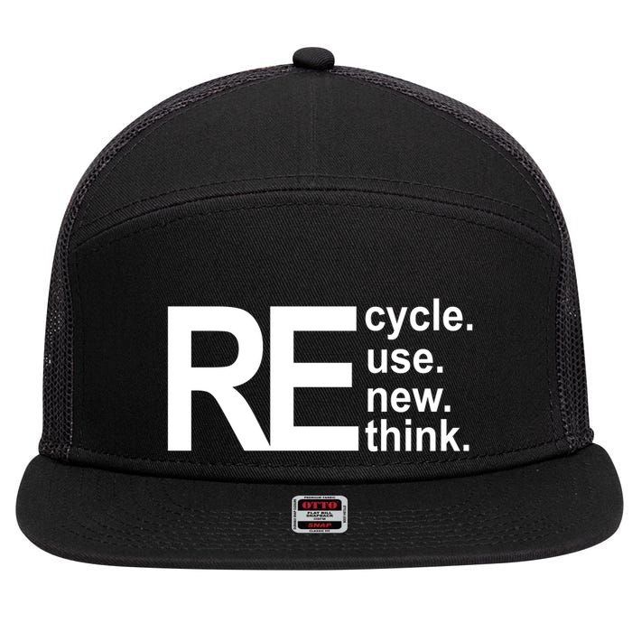 Recycle Recycle Reuse Renew Rethink 7 Panel Mesh Trucker Snapback Hat
