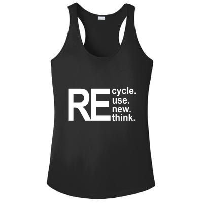 Recycle Recycle Reuse Renew Rethink Ladies PosiCharge Competitor Racerback Tank