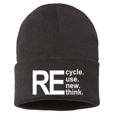 Recycle Recycle Reuse Renew Rethink Sustainable Knit Beanie