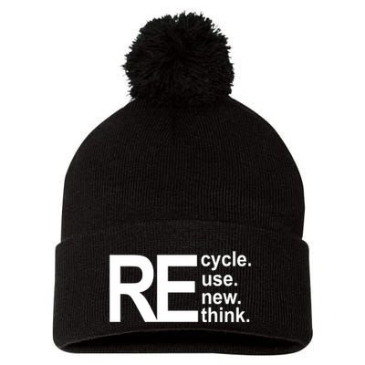 Recycle Recycle Reuse Renew Rethink Pom Pom 12in Knit Beanie