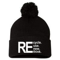 Recycle Recycle Reuse Renew Rethink Pom Pom 12in Knit Beanie
