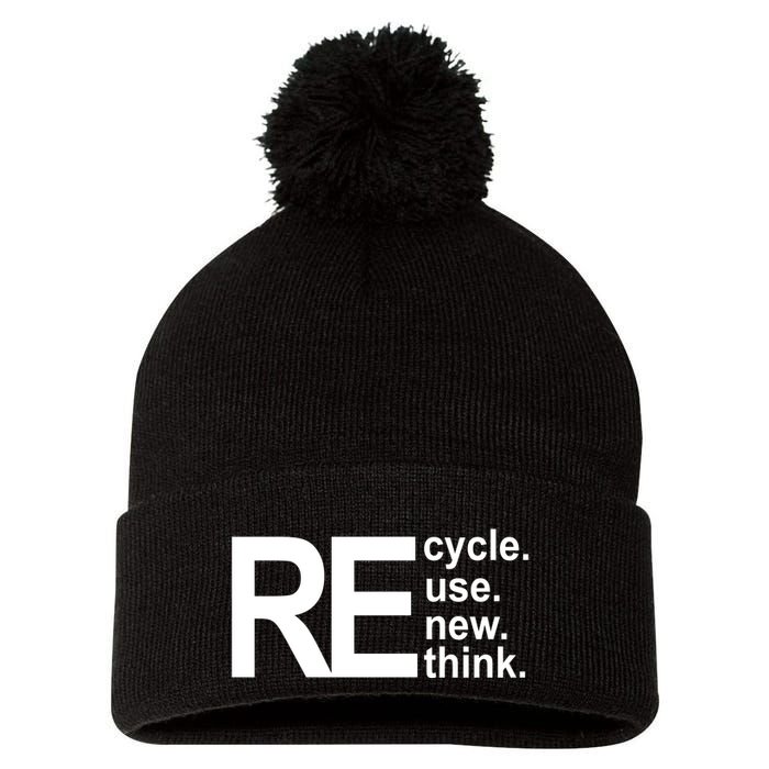 Recycle Recycle Reuse Renew Rethink Pom Pom 12in Knit Beanie