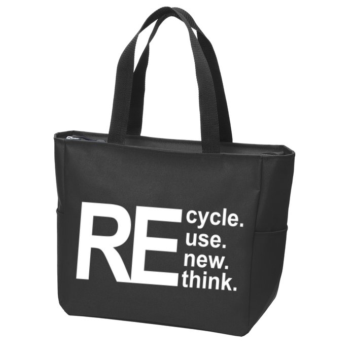 Recycle Recycle Reuse Renew Rethink Zip Tote Bag
