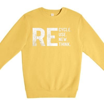 Recycle Reuse Renew Rethink Earth Day 22 April Crisis Environmental Activism Premium Crewneck Sweatshirt