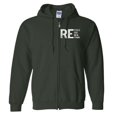 Recycle Reuse Renew Rethink Earth Day 22 April Crisis Environmental Activism Full Zip Hoodie