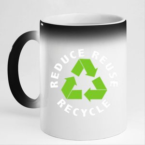 Reduce Reuse Recycle Happy Earth Day Save Earth Funny Gift 11oz Black Color Changing Mug