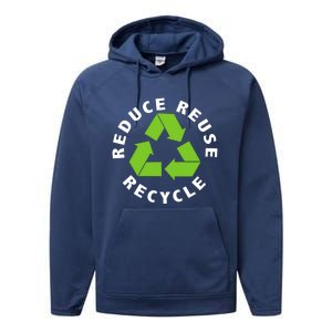 Reduce Reuse Recycle Happy Earth Day Save Earth Funny Gift Performance Fleece Hoodie